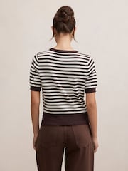 Forever New Brown Maisie Stripe Short Sleeves T-Shirt - Image 2 of 5