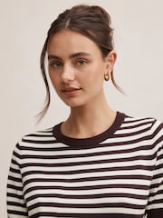 Forever New Brown Maisie Stripe Short Sleeves T-Shirt - Image 4 of 5