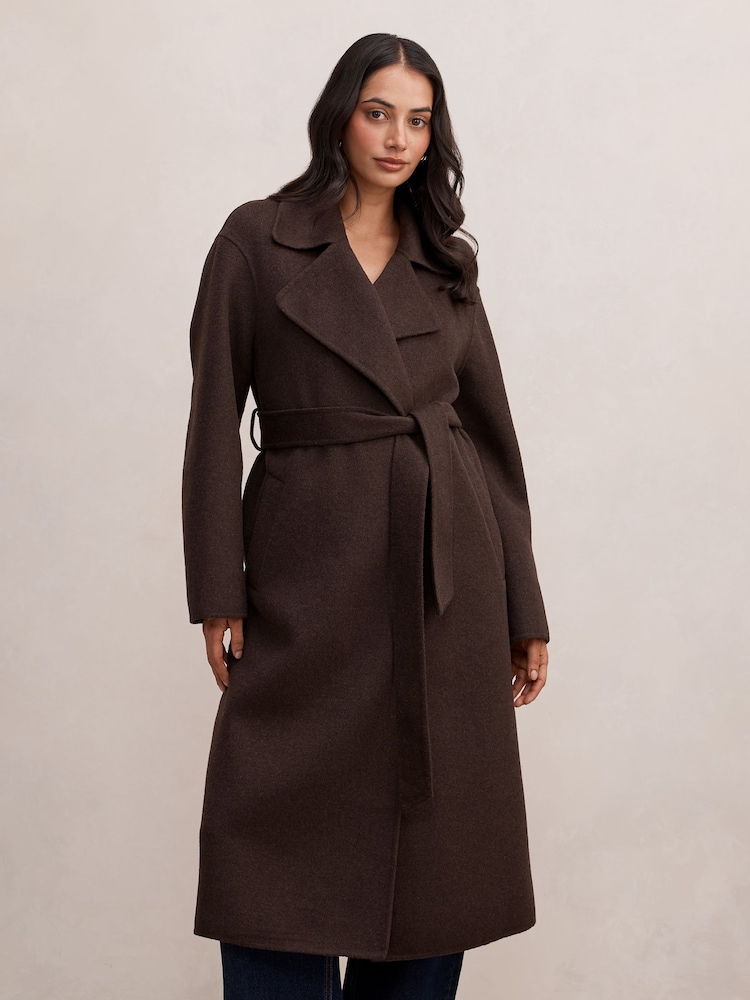 Forever New Brown Rebecca Relaxed Felled Coat - Image 1 of 5