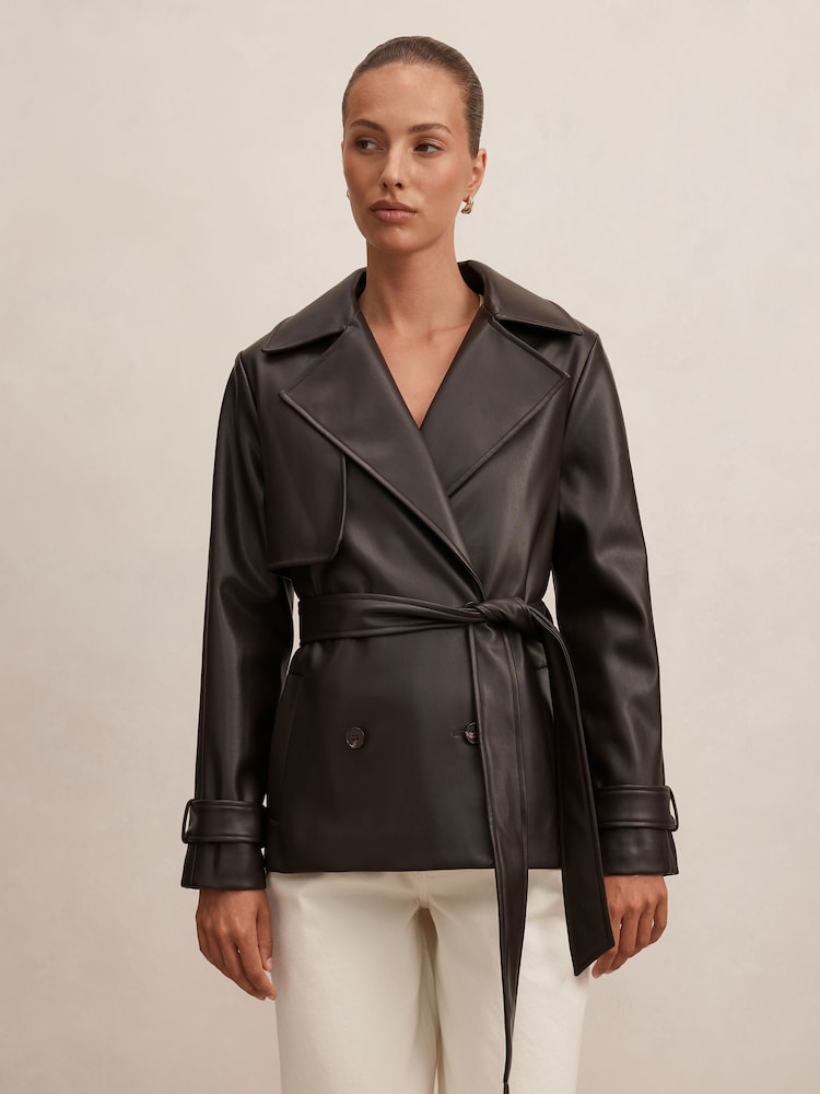 Forever New Payton īss mākslīgās ādas trenčmētelis - Attēls 1 no 5