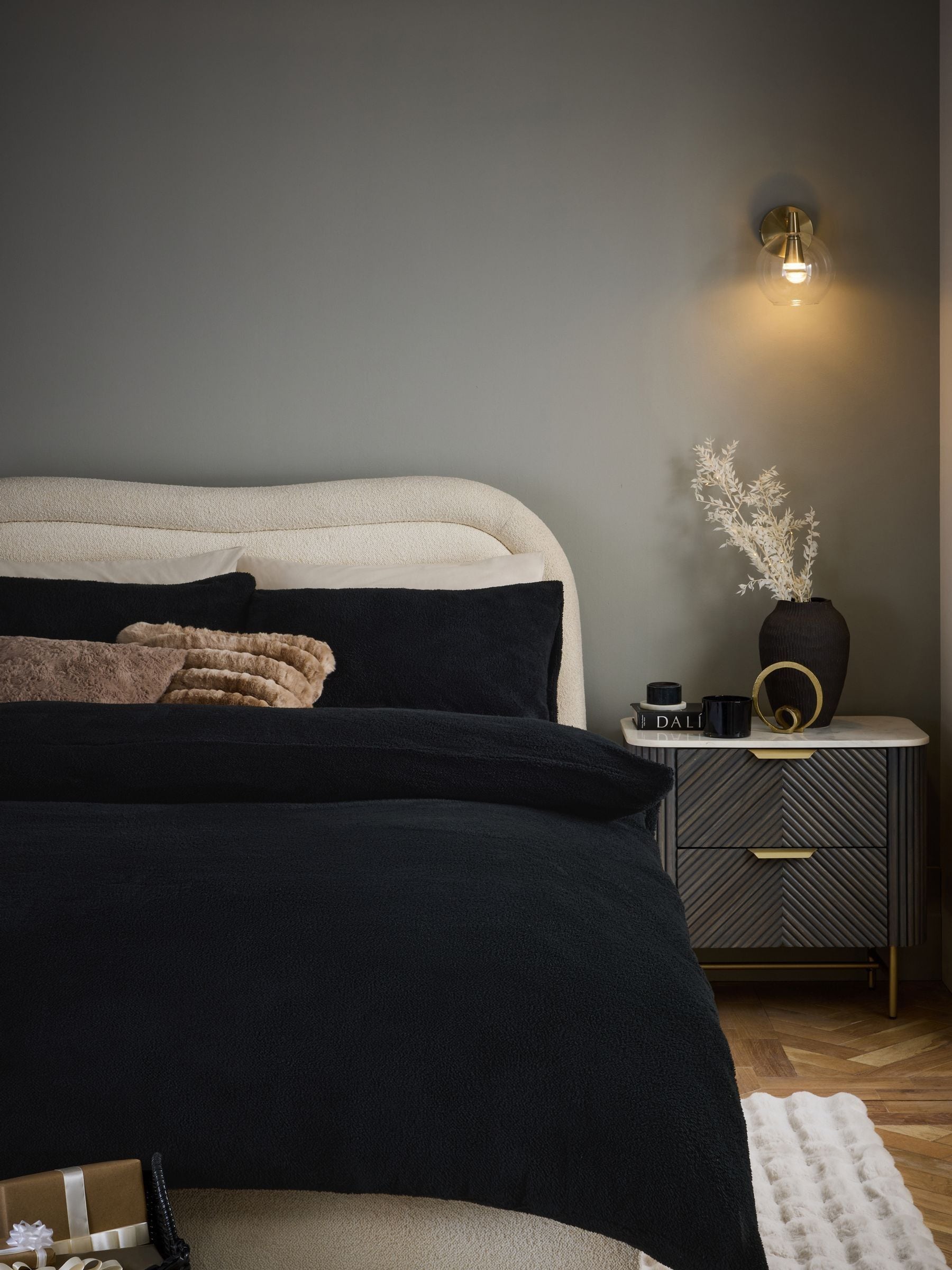 Black teddy fleece duvet set online