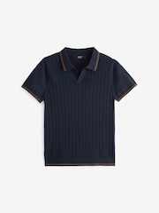Navy Polo Short Sleeve Trophy Neck 100% Cotton Jumper (3-16yrs) - Image 3 of 5