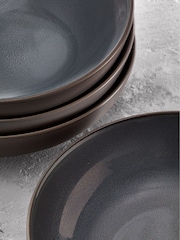 Slate Blue Logan Reactive Glaze Set of 4 Pasta Bowls - Image 4 of 4