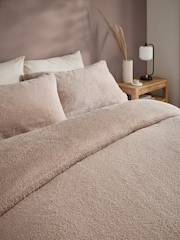 Natural Soft Teddy Fleece Duvet Cover and Pillowcase Set - Image 3 of 5