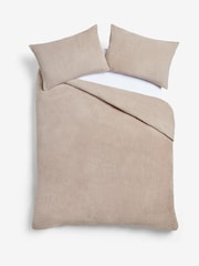 Natural Soft Teddy Fleece Duvet Cover and Pillowcase Set - Image 5 of 5