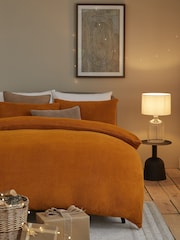 Ochre Yellow Soft Teddy Fleece Duvet Cover and Pillowcase Set - Image 2 of 5