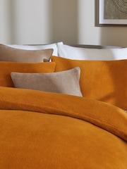 Ochre Yellow Soft Teddy Fleece Duvet Cover and Pillowcase Set - Image 3 of 5