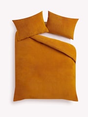 Ochre Yellow Soft Teddy Fleece Duvet Cover and Pillowcase Set - Image 5 of 5