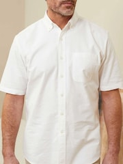 Savile Row Company White Classic Fit Short Sleeve Oxford Shirt - Image 1 of 4