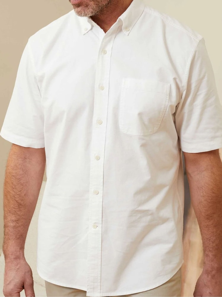 Savile Row Company White Classic Fit Short Sleeve Oxford Shirt - Image 2 of 4 Savile Row Company White Classic Fit Short Sleeve Oxford Shirt - Image 2 of 4