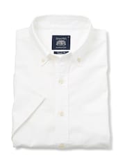 Savile Row Company White Classic Fit Short Sleeve Oxford Shirt - Image 4 of 4