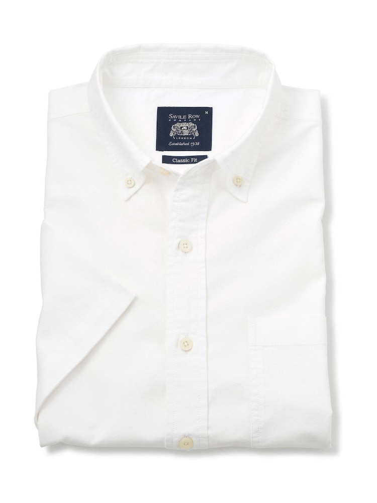 Savile Row Company White Classic Fit Short Sleeve Oxford Shirt - Image 4 of 4 Savile Row Company White Classic Fit Short Sleeve Oxford Shirt - Image 4 of 4