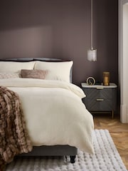 Cream Soft Teddy Fleece Duvet Cover and Pillowcase Set - Image 1 of 4