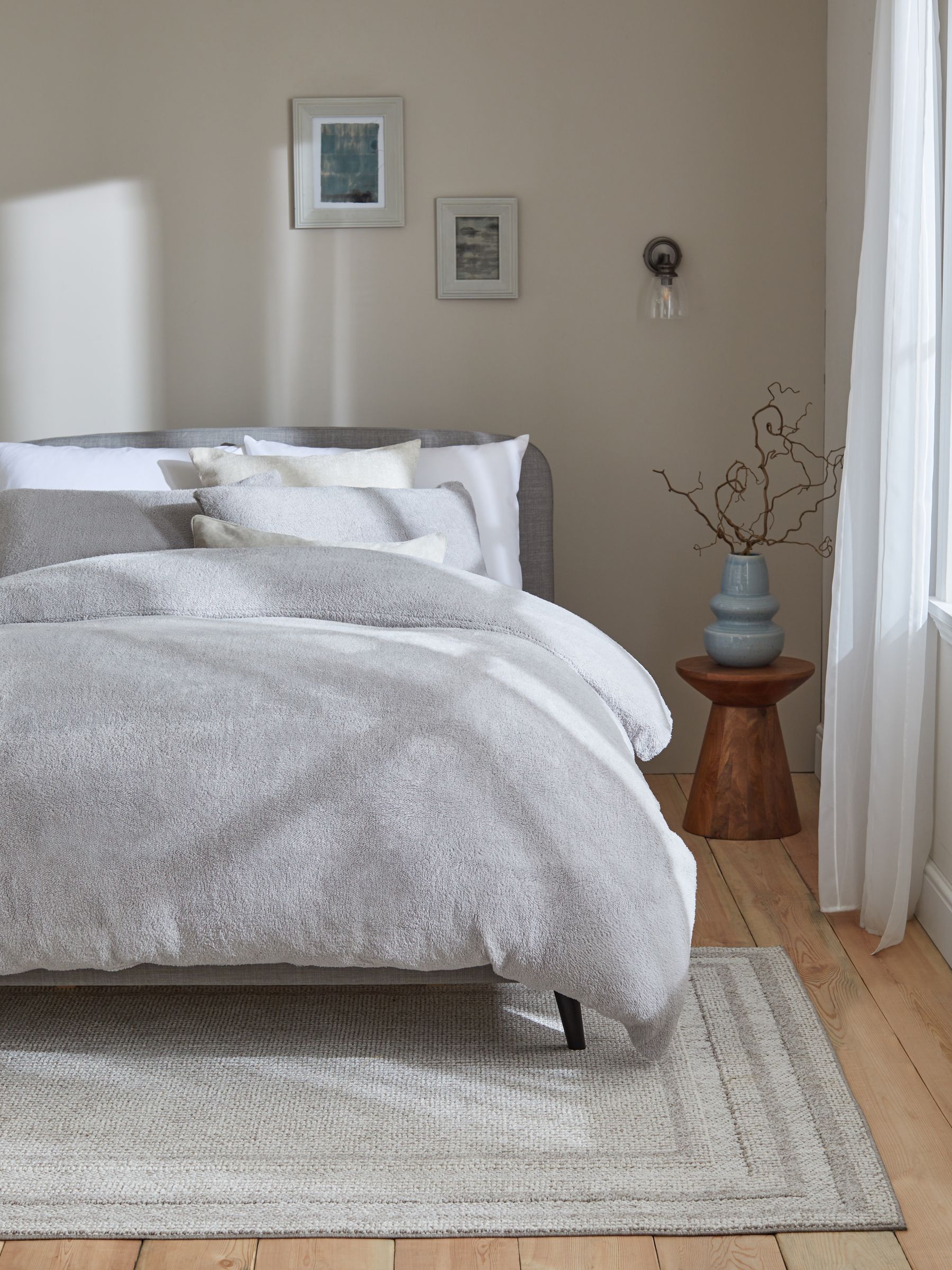 Buy Silver Soft Teddy Fleece Duvet Cover and Pillowcase Set from Next Oman