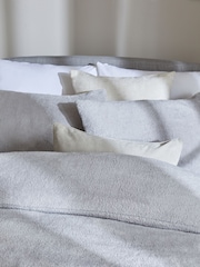 Silver Soft Teddy Fleece Duvet Cover and Pillowcase Set - Image 3 of 4