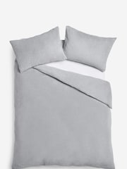 Silver Soft Teddy Fleece Duvet Cover and Pillowcase Set - Image 4 of 4