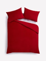 Red Soft Teddy Fleece Duvet Cover and Pillowcase Set - Image 4 of 4