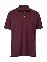 Sarkans - Savile Row Company klasiska piegriezuma kokvilnas pikē polo krekls ar īsām piedurknēm - Attēls 3 no 4