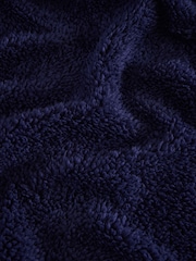 Navy Blue Soft Teddy Fleece Duvet Cover and Pillowcase Set - Image 4 of 5