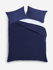 Navy Blue Soft Teddy Fleece Duvet Cover and Pillowcase Set - Image 5 of 5