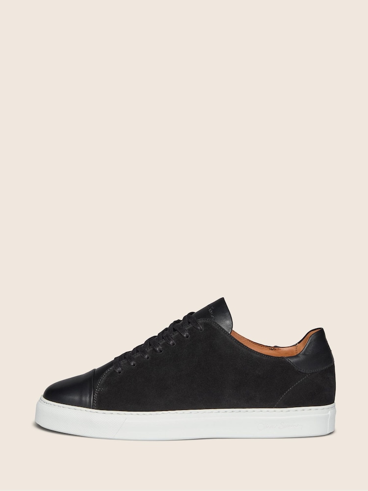 Oliver Sweeney Black Calf Suede/Leather Cupsole Trainers - Image 2 of 7 Oliver Sweeney Black Calf Suede/Leather Cupsole Trainers - Image 2 of 7