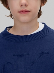 Calvin Klein Blue Knit Logo Jumper - Image 4 of 5
