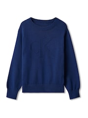 Calvin Klein Blue Knit Logo Jumper - Image 5 of 5