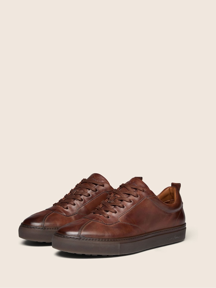 Oliver Sweeney Brown Hand Finished Calf Leather Retro Trainers - Image 1 of 6 Oliver Sweeney Brown Hand Finished Calf Leather Retro Trainers - Image 1 of 6