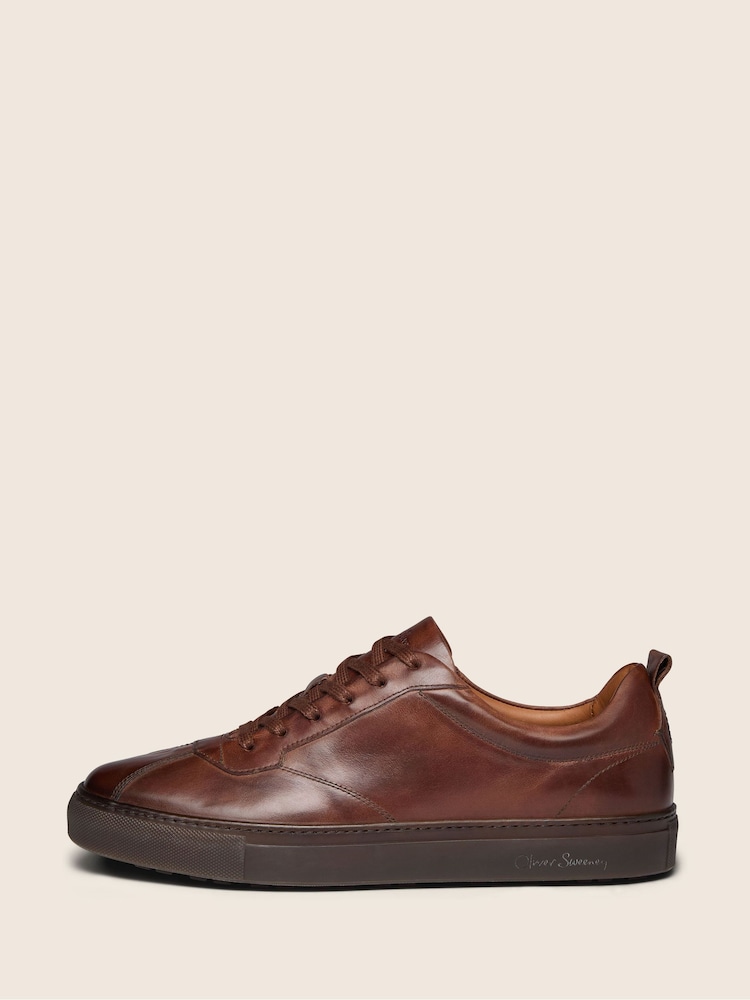 Oliver Sweeney Brown Hand Finished Calf Leather Retro Trainers - Image 2 of 6 Oliver Sweeney Brown Hand Finished Calf Leather Retro Trainers - Image 2 of 6