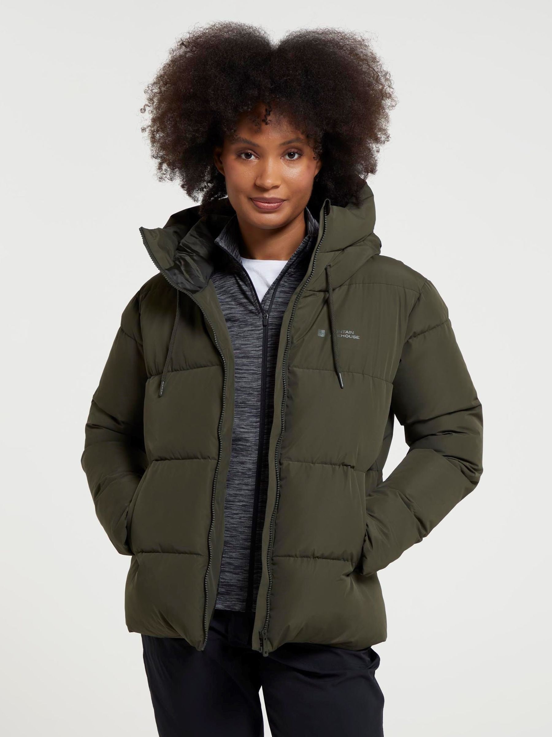 Womens green padded jacket top