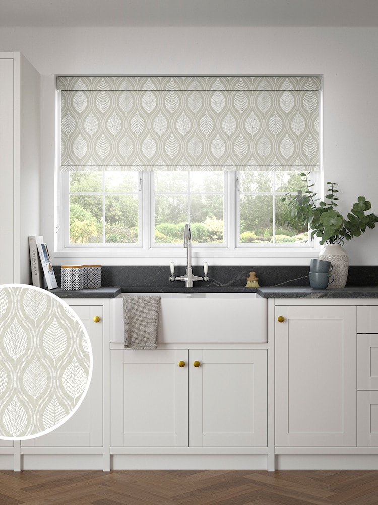 Natural Lino Leaf Made to Measure Roller Blind - Image 1 of 6