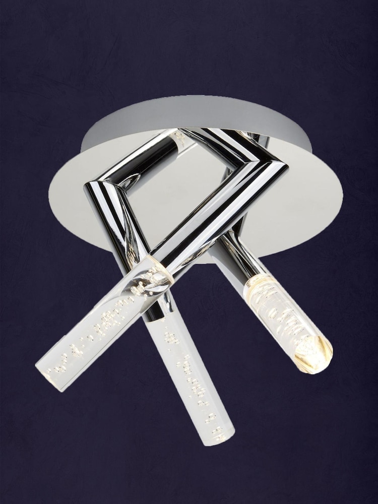 Searchlight Chrome Fizz 3 Light Bathroom Flush Pendant - Image 1 of 4