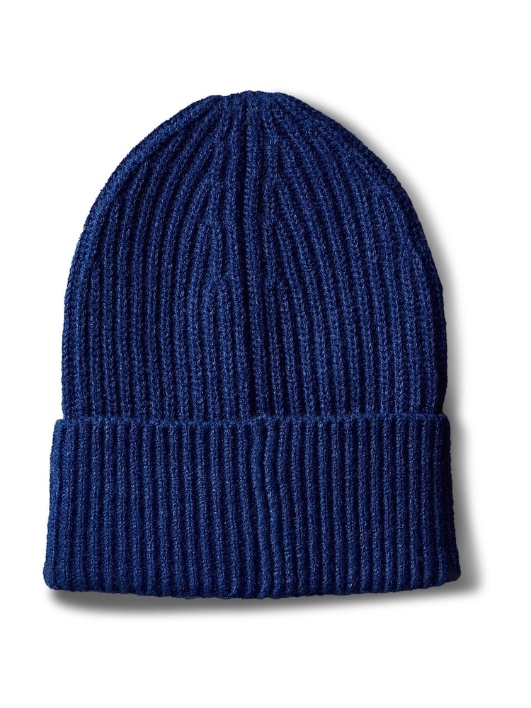 Calvin Klein Blue Ribbed Beanie - Image 1 of 3 Calvin Klein Blue Ribbed Beanie - Image 1 of 3