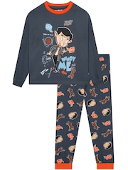 Character Blue Mr Bean And Teddy Long Sleeve Pyjamas - Image 1 of 6