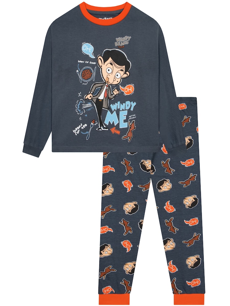 Character Blue Mr Bean And Teddy Long Sleeve Pyjamas - Image 1 of 6