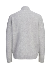 JACK & JONES Grey Fluffy Zip Through High Neck Cardigan - Image 6 of 8