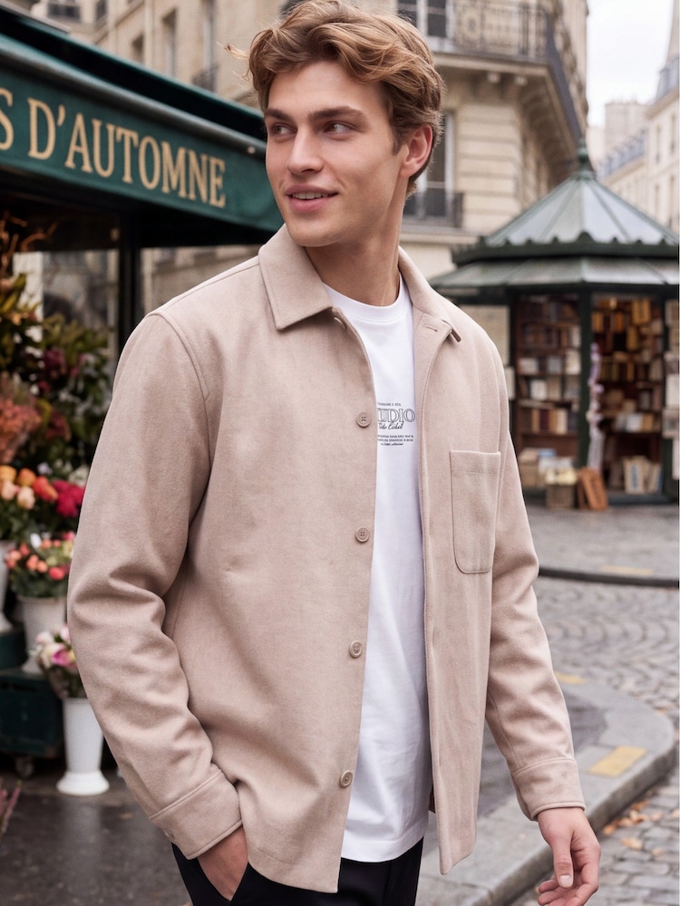 JACK & JONES Cream Button Down Overshirt - Image 1 of 8 JACK & JONES Cream Button Down Overshirt - Image 1 of 8