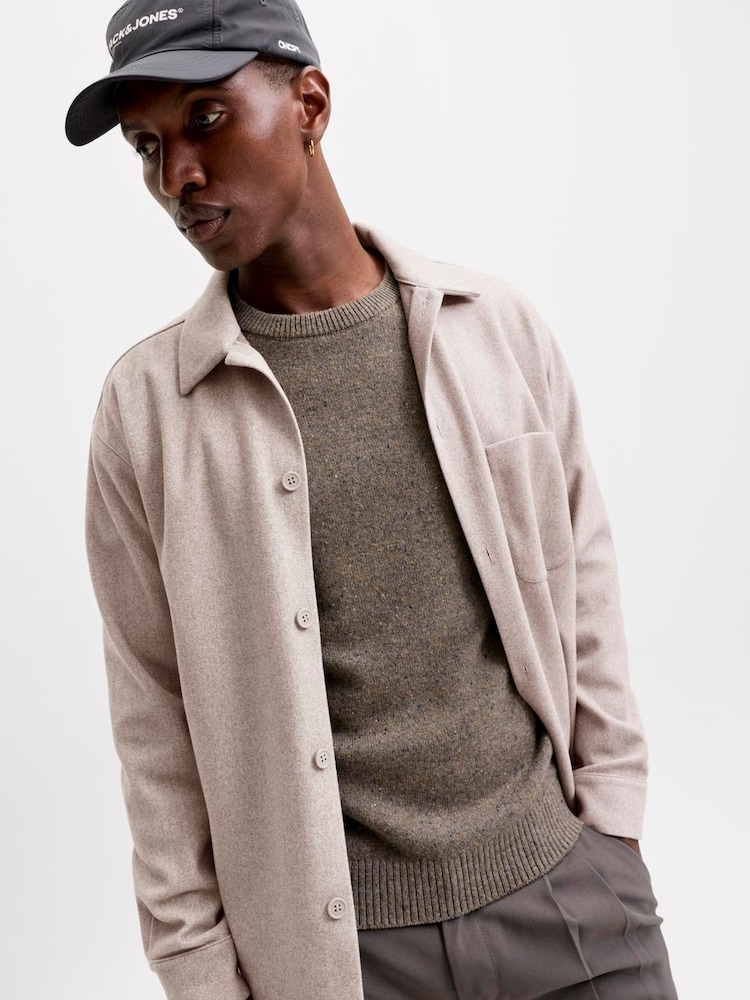 JACK & JONES Cream Button Down Overshirt - Image 2 of 8 JACK & JONES Cream Button Down Overshirt - Image 2 of 8