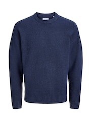 JACK & JONES Blue Fluffy Crew Neck Knitted Jumper - Image 1 of 4