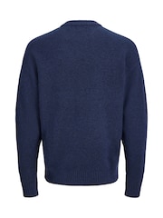 JACK & JONES Blue Fluffy Crew Neck Knitted Jumper - Image 2 of 4