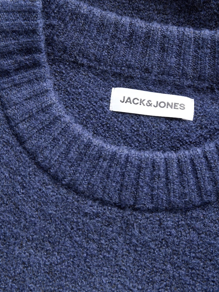 JACK & JONES Blue Fluffy Crew Neck Knitted Jumper - Image 4 of 4