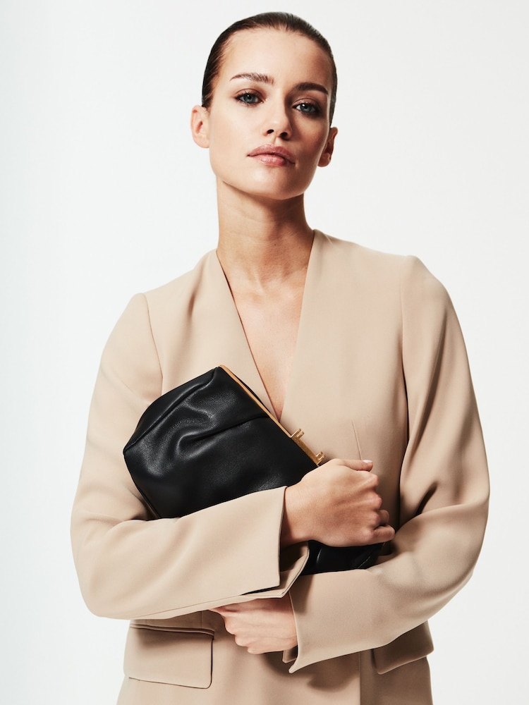 Reiss Black Madison Leather Clutch Bag - Image 6 of 6