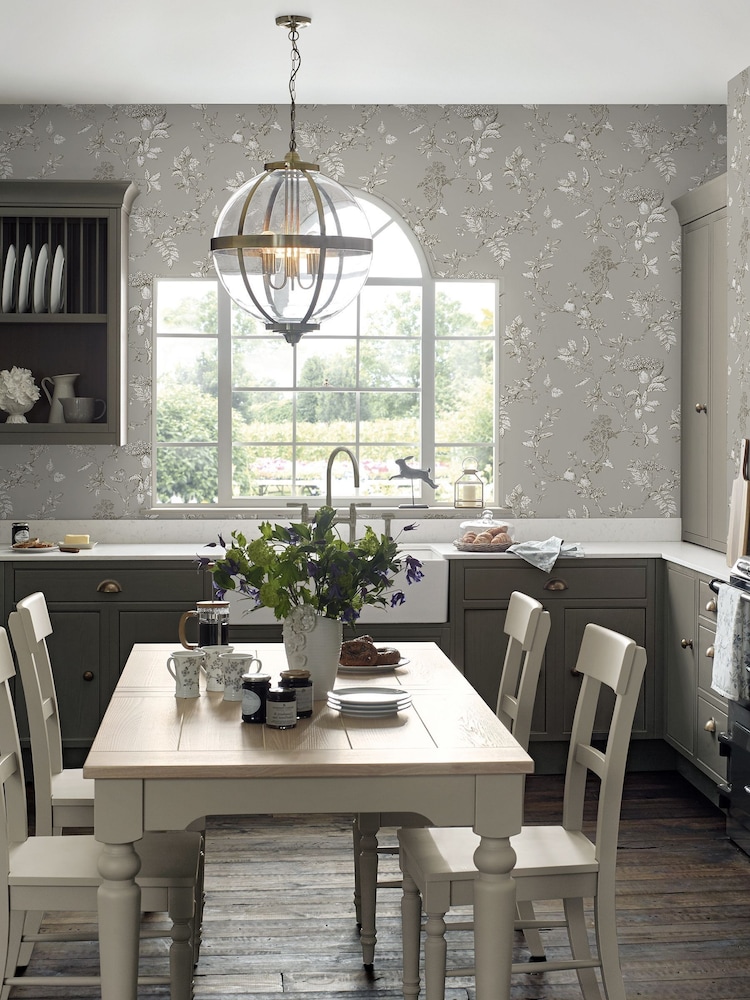 Laura Ashley Steel Elderwood 10M Wallpaper - Image 1 of 4