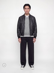 Grau - Jack & Jones Flauschiges langärmeliges Strick-Polo-Shirt - Bild 3 von 4
