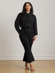 Lauren Ralph Lauren Black Klaryce Georgette Pussy Bow Blouse - Image 4 of 9