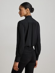 Lauren Ralph Lauren Black Klaryce Georgette Pussy Bow Blouse - Image 6 of 9