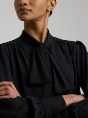 Lauren Ralph Lauren Black Klaryce Georgette Pussy Bow Blouse - Image 7 of 9