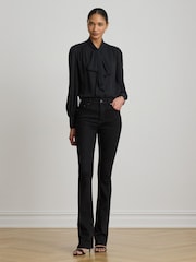 Lauren Ralph Lauren Black Klaryce Georgette Pussy Bow Blouse - Image 8 of 9
