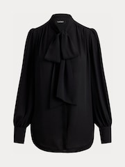 Lauren Ralph Lauren Black Klaryce Georgette Pussy Bow Blouse - Image 9 of 9