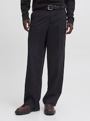 JACK & JONES Black Wide Fit Smart Trousers - Image 1 of 7